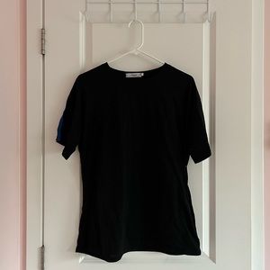 korean black stripe embroidery oversized tee t shirt